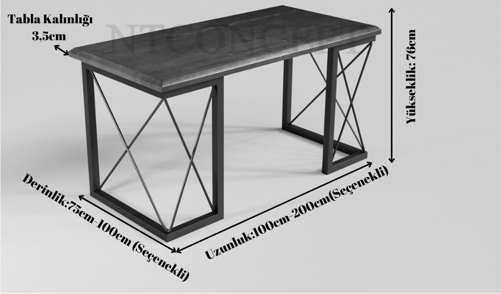 Wells Koyu Ceviz Doğal Ahşap Çalışma Masası