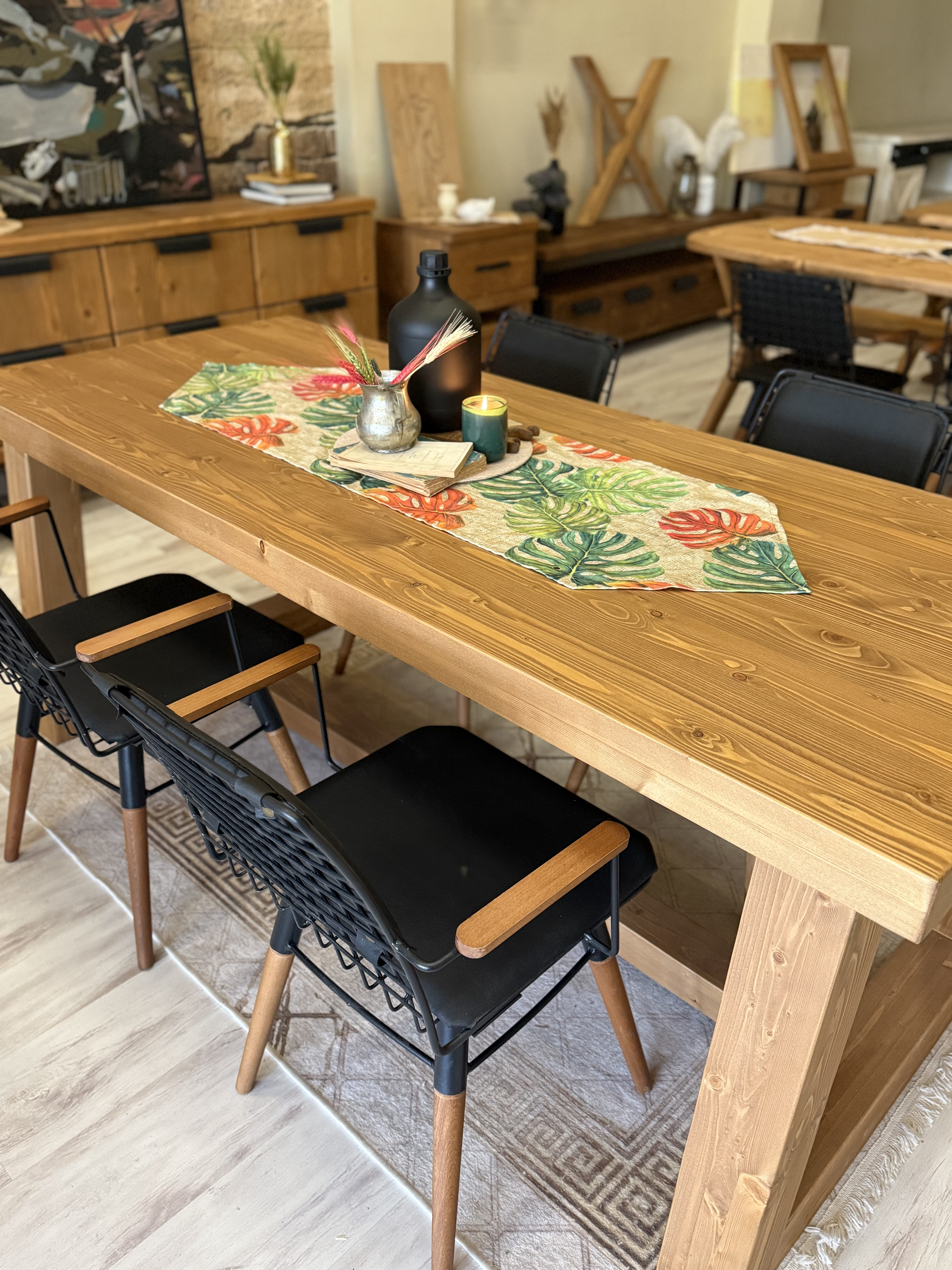 NTConcept Farmhouse Ahşap Masif Yemek Masası
