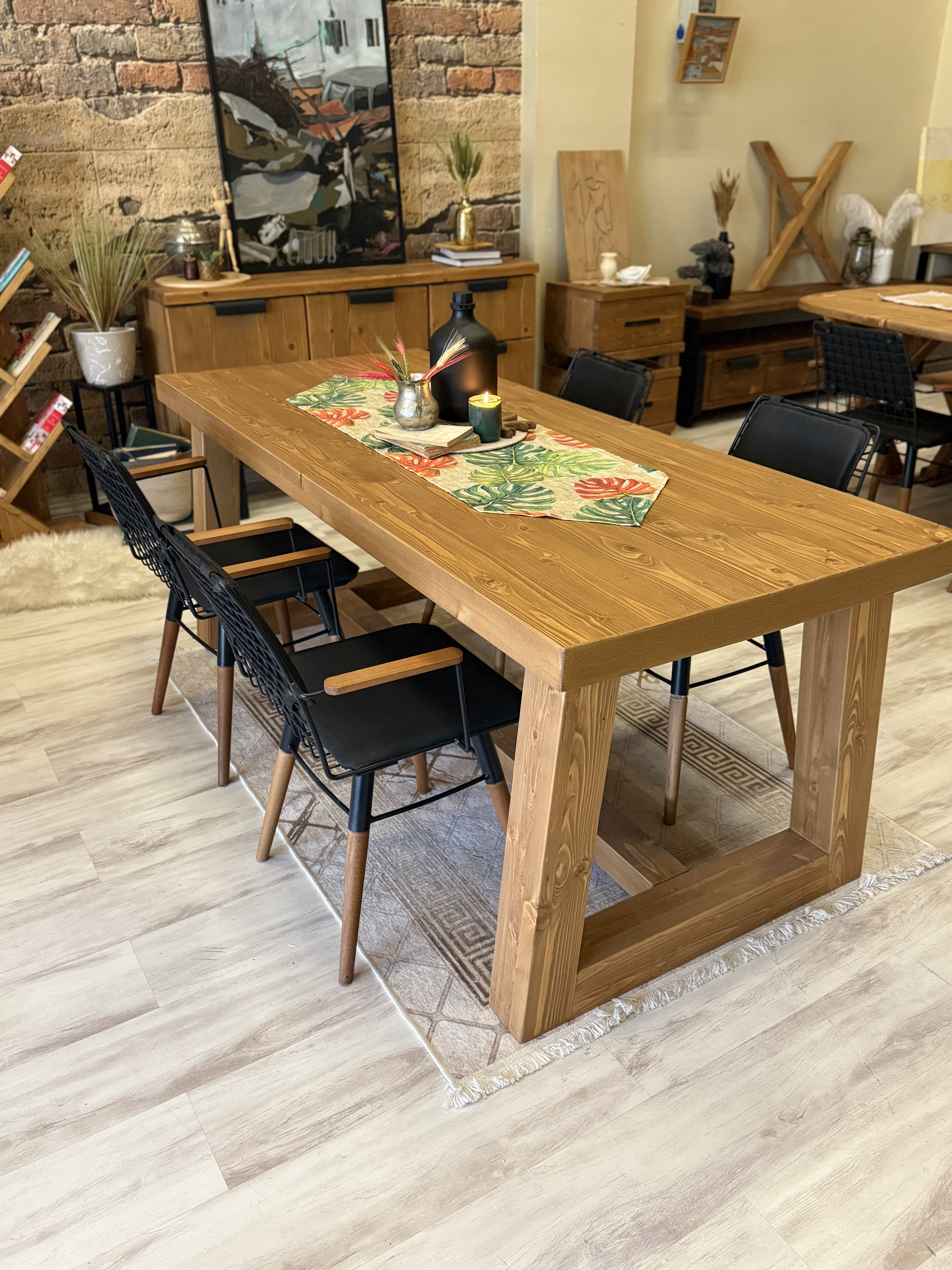 NTConcept Farmhouse Ahşap Masif Yemek Masası