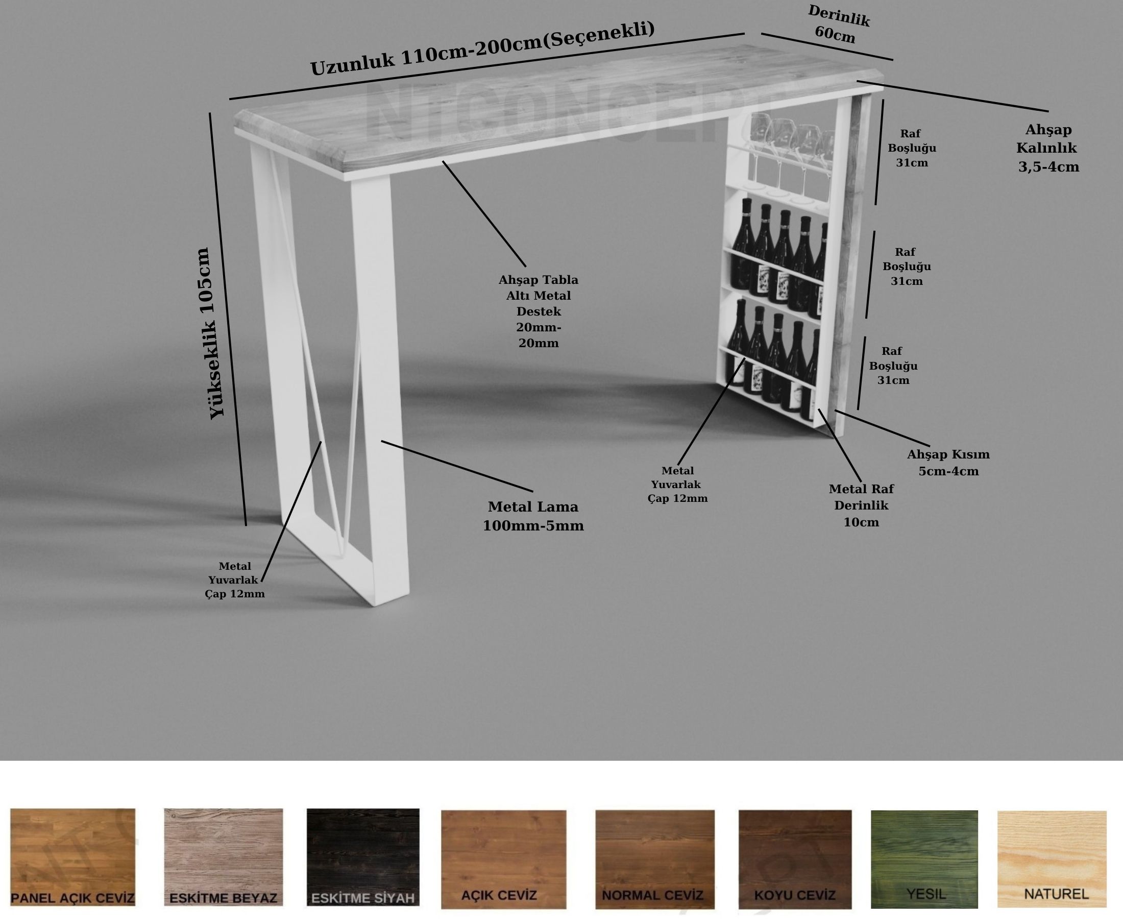 Ntconcept Masif Ağaç Bar Masası