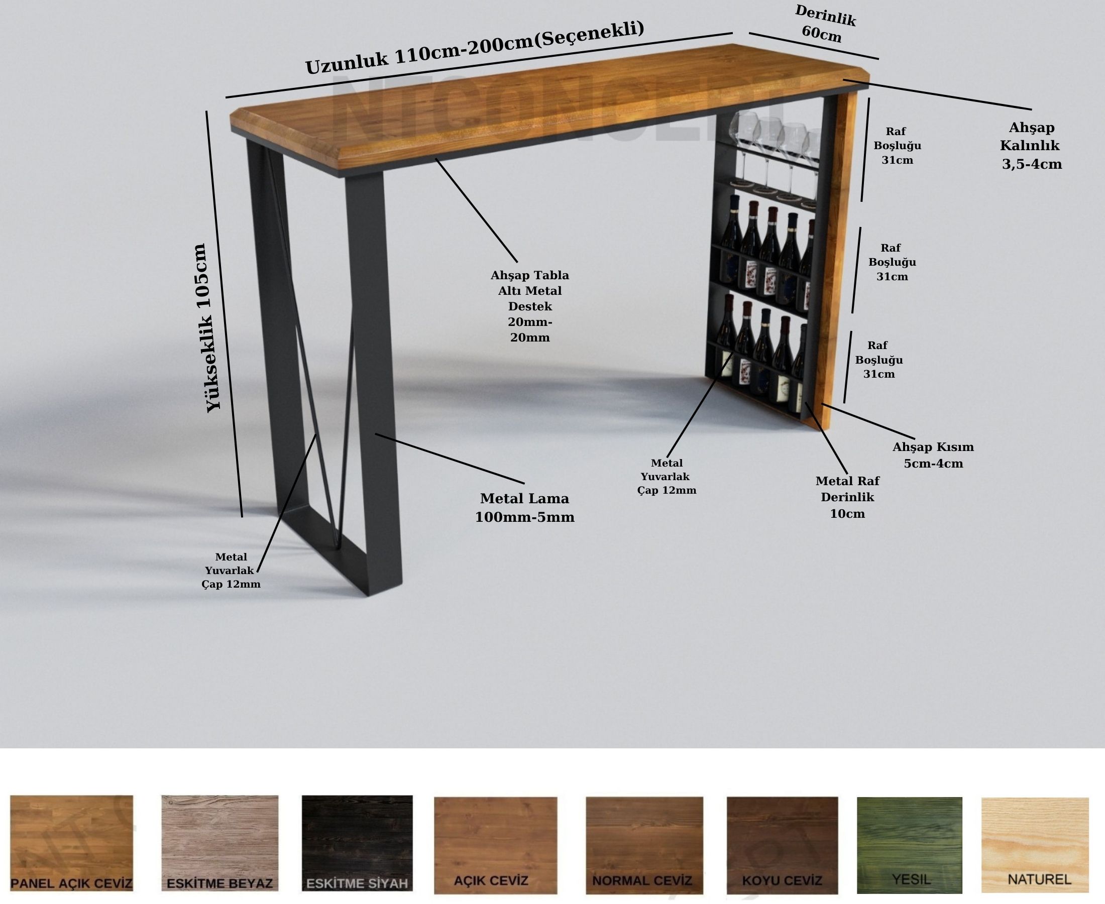 Ntconcept Masif Ağaç Bar Masası