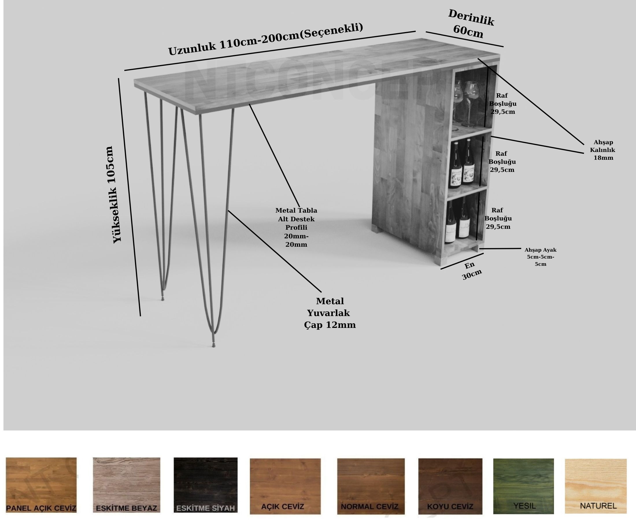 Ntconcept Masif Ağaç Bar Masası