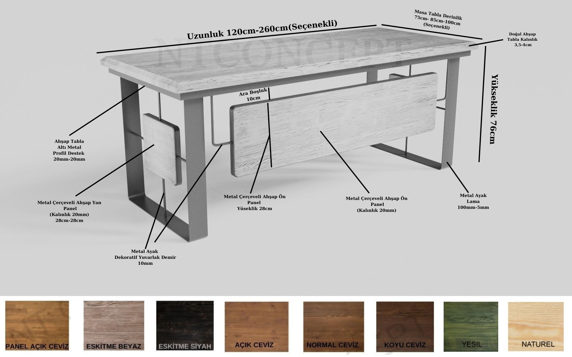 Shi Ntconcept Masif Ağaç Ofis ve Çalışma Masası