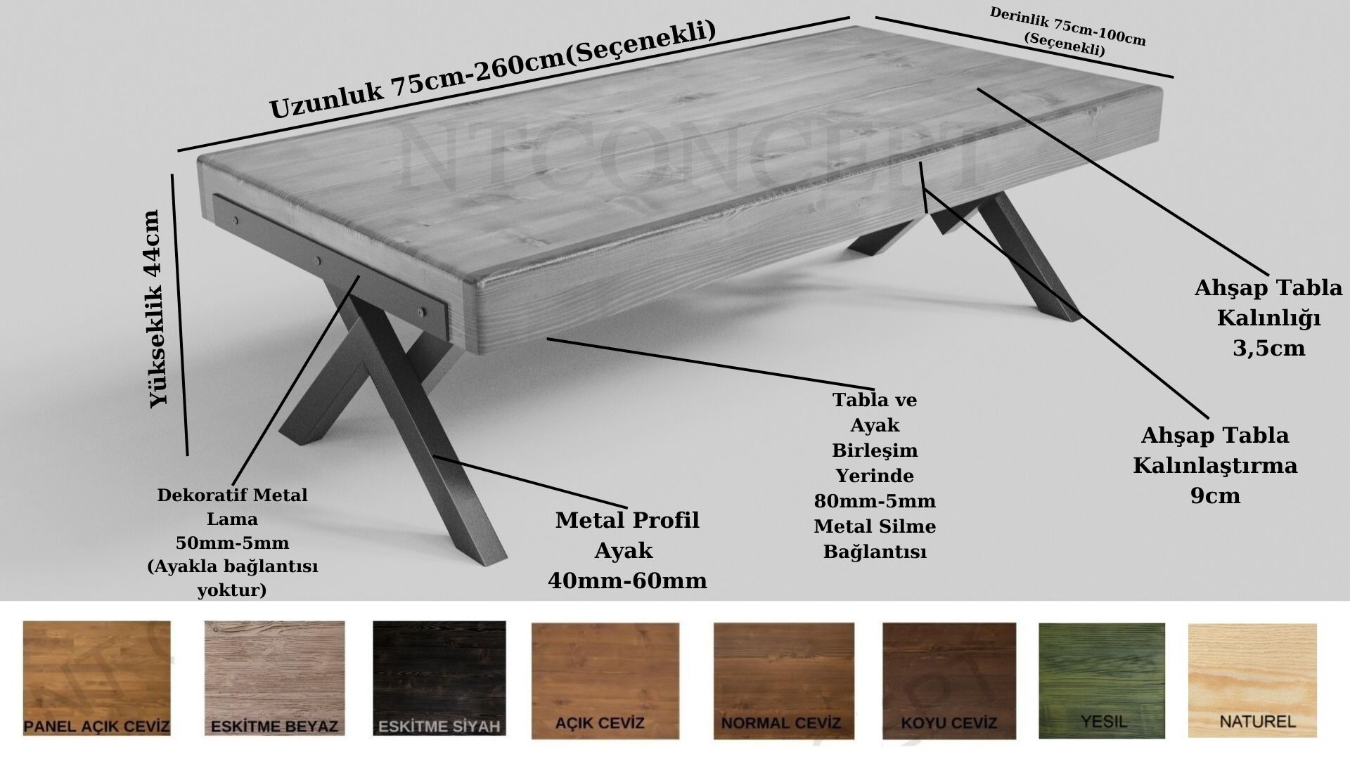Doi Ntconcept V Ayak Masif Ahşap Sehpa