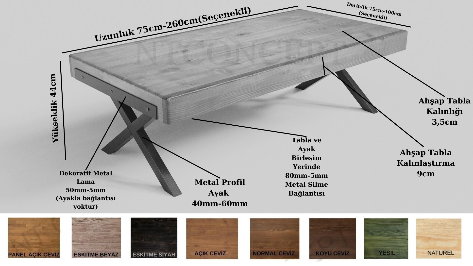 Doi Ntconcept X Ayak Masif Ahşap Sehpa