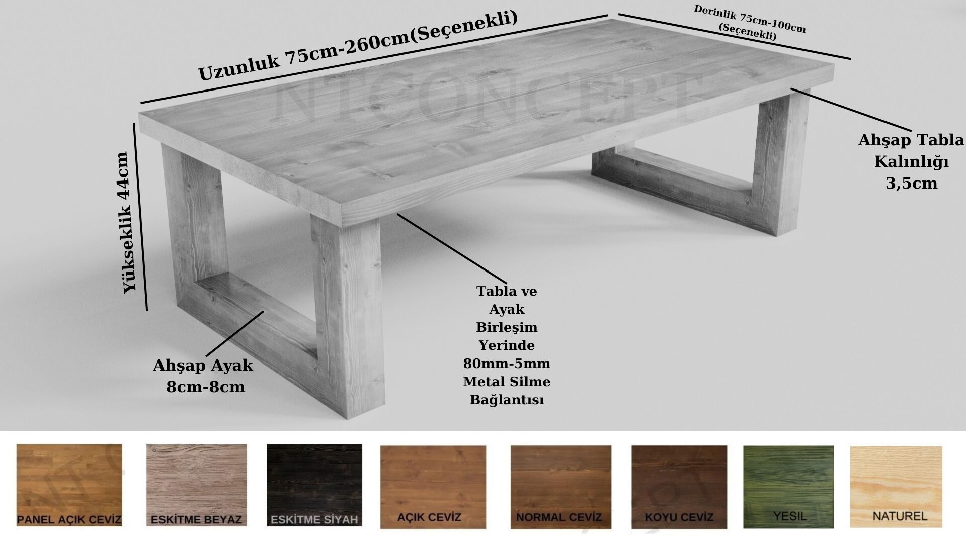 Lif Ntconcept Ahşap Ayak Masif Ahşap Sehpa