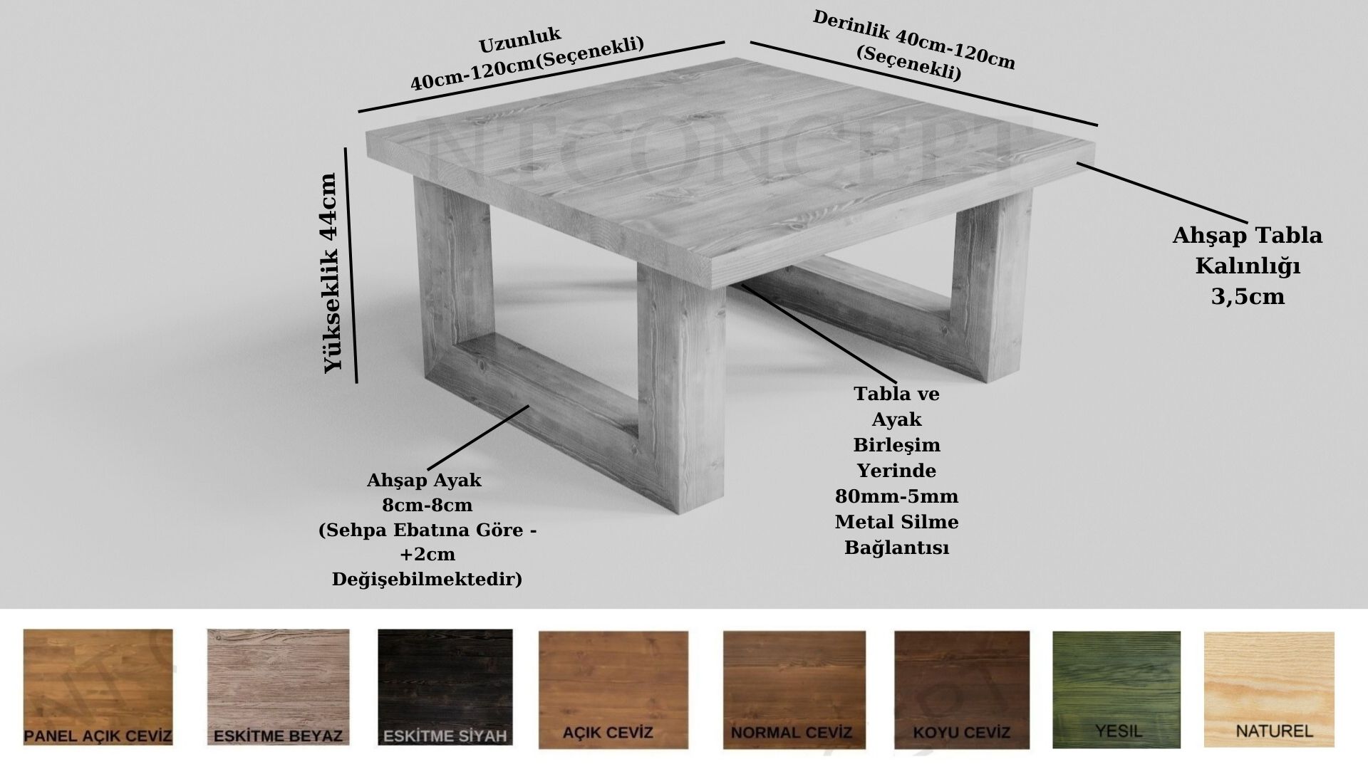 Fer Ntconcept Masif Ahşap Sehpa
