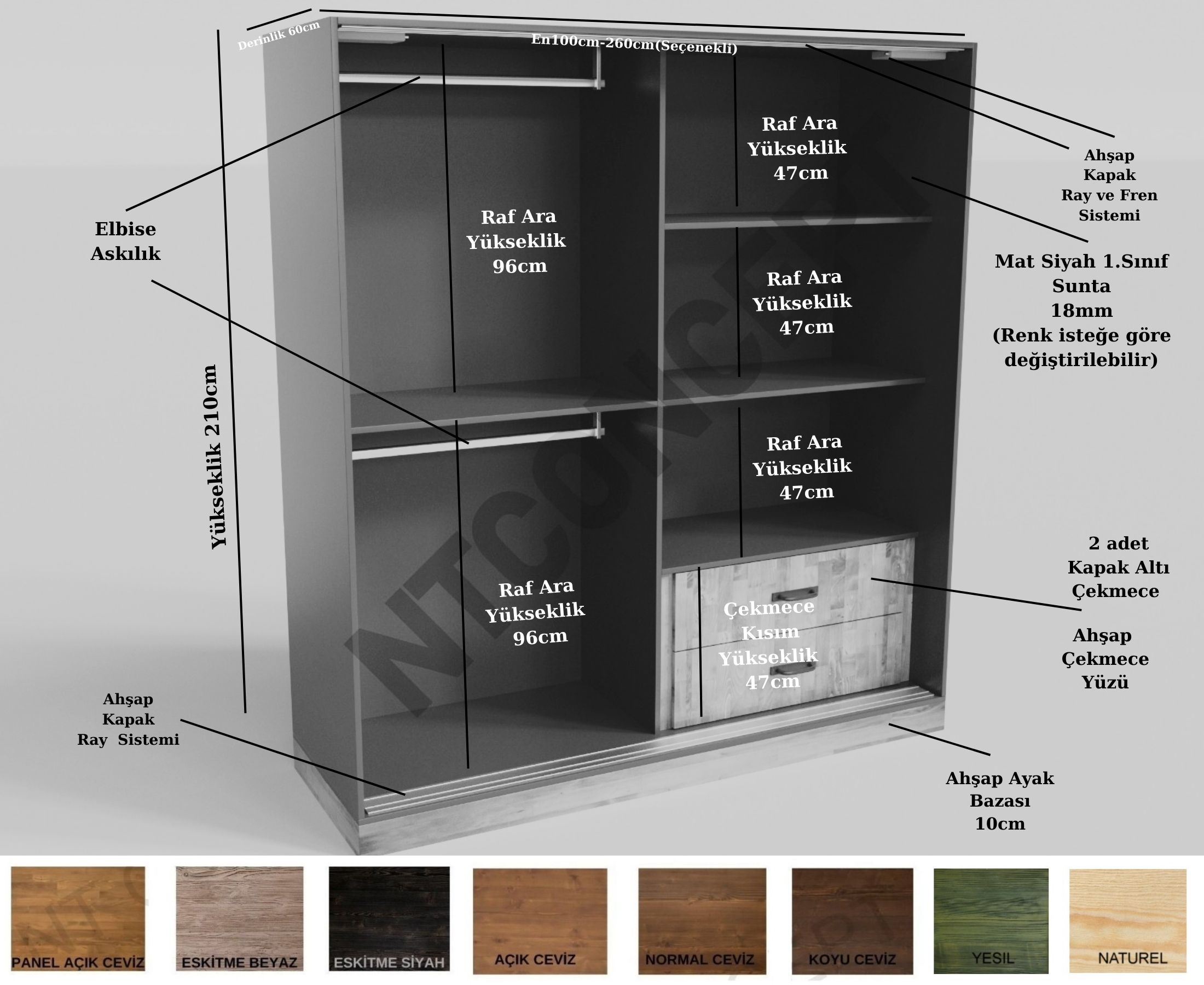 Arron Ntconcept Masif Ahşap Gardrop