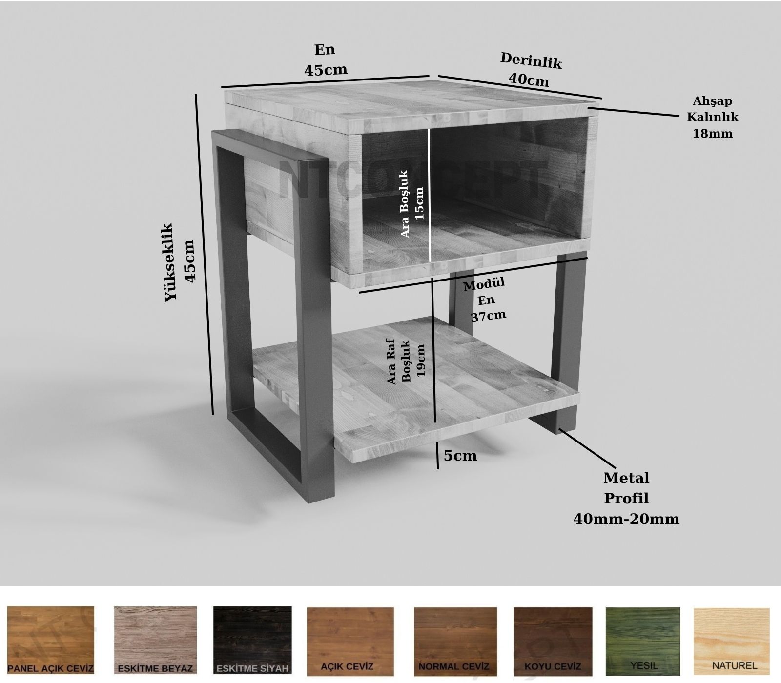 Kei Ntconcept Masif Ağaç Komidin