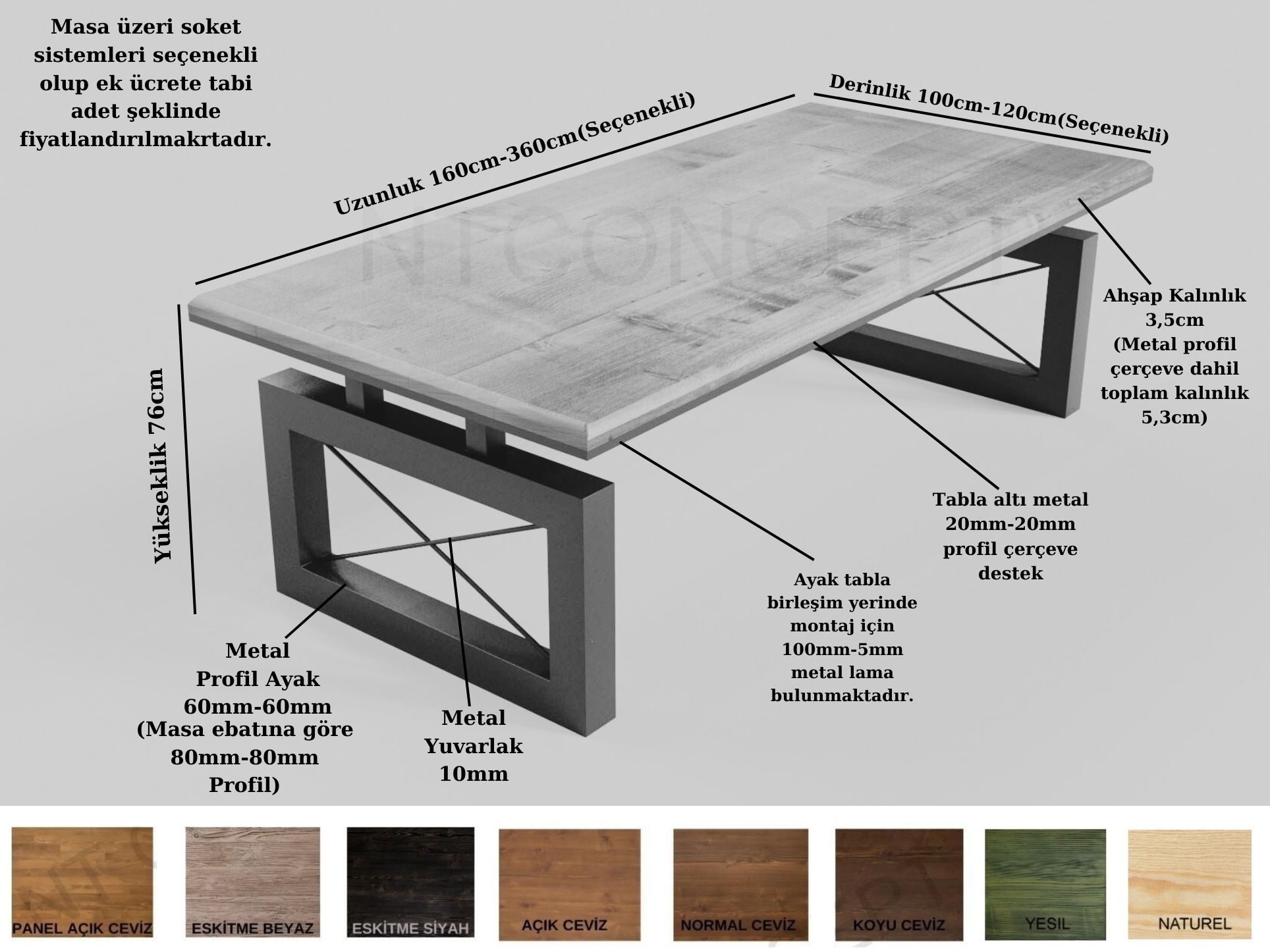 Ntconcept Lidya Masif Ahşap Toplantı Masası