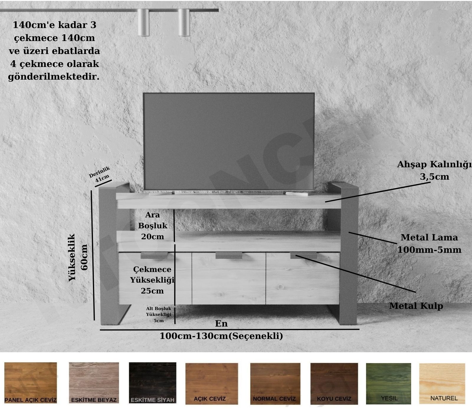 Vivien Ntconcept Masif Ahşap Tv Stand