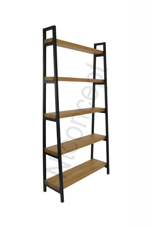 Mira Açık Ceviz Renk Doğal Ahşap Kitaplık Vitrin