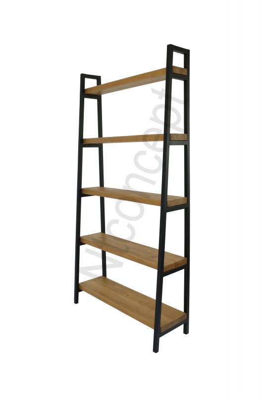 Mira Açık Ceviz Renk Doğal Ahşap Kitaplık Vitrin