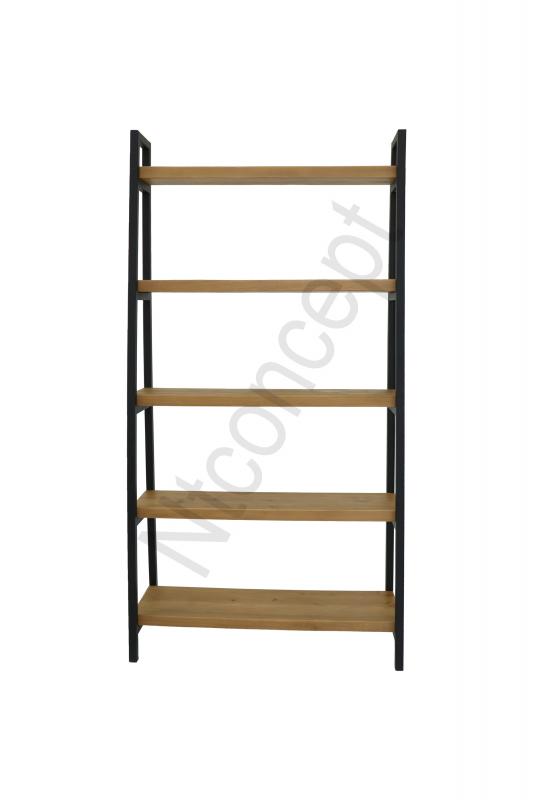 Mira Açık Ceviz Renk Doğal Ahşap Kitaplık Vitrin