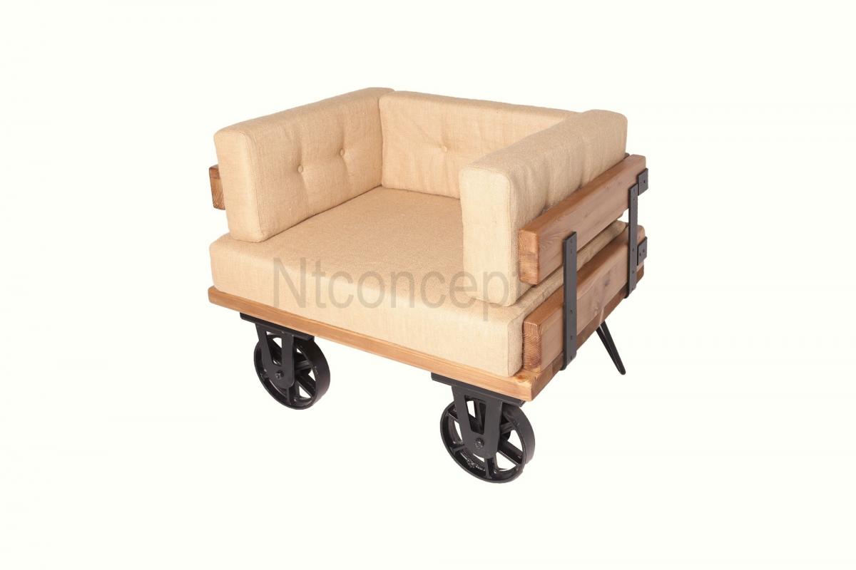 Ntconcept Açık Ceviz Renk Metal Ayaklı Doğal Ağaç Tekli Koltuk