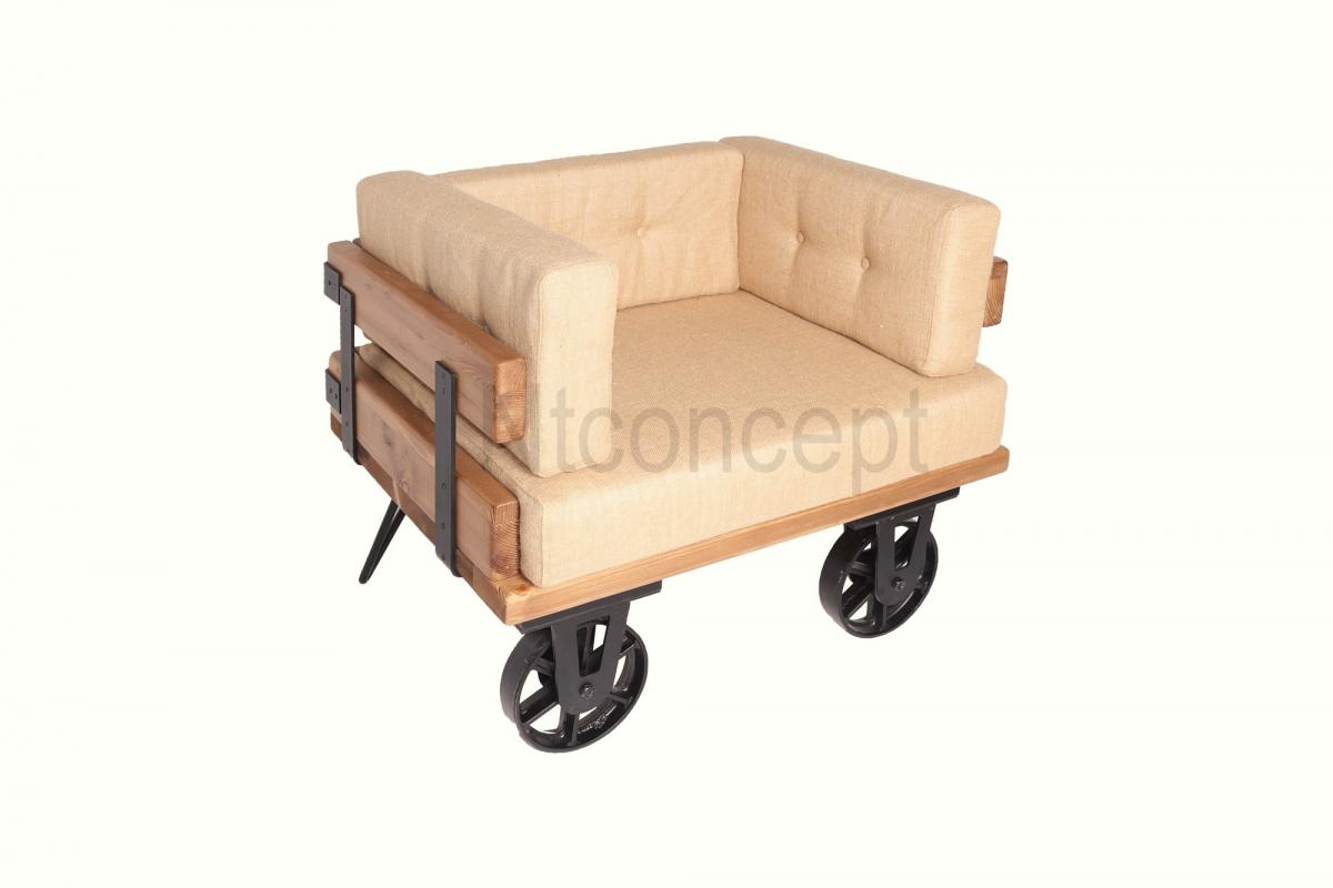 Ntconcept Açık Ceviz Renk Metal Ayaklı Doğal Ağaç Tekli Koltuk