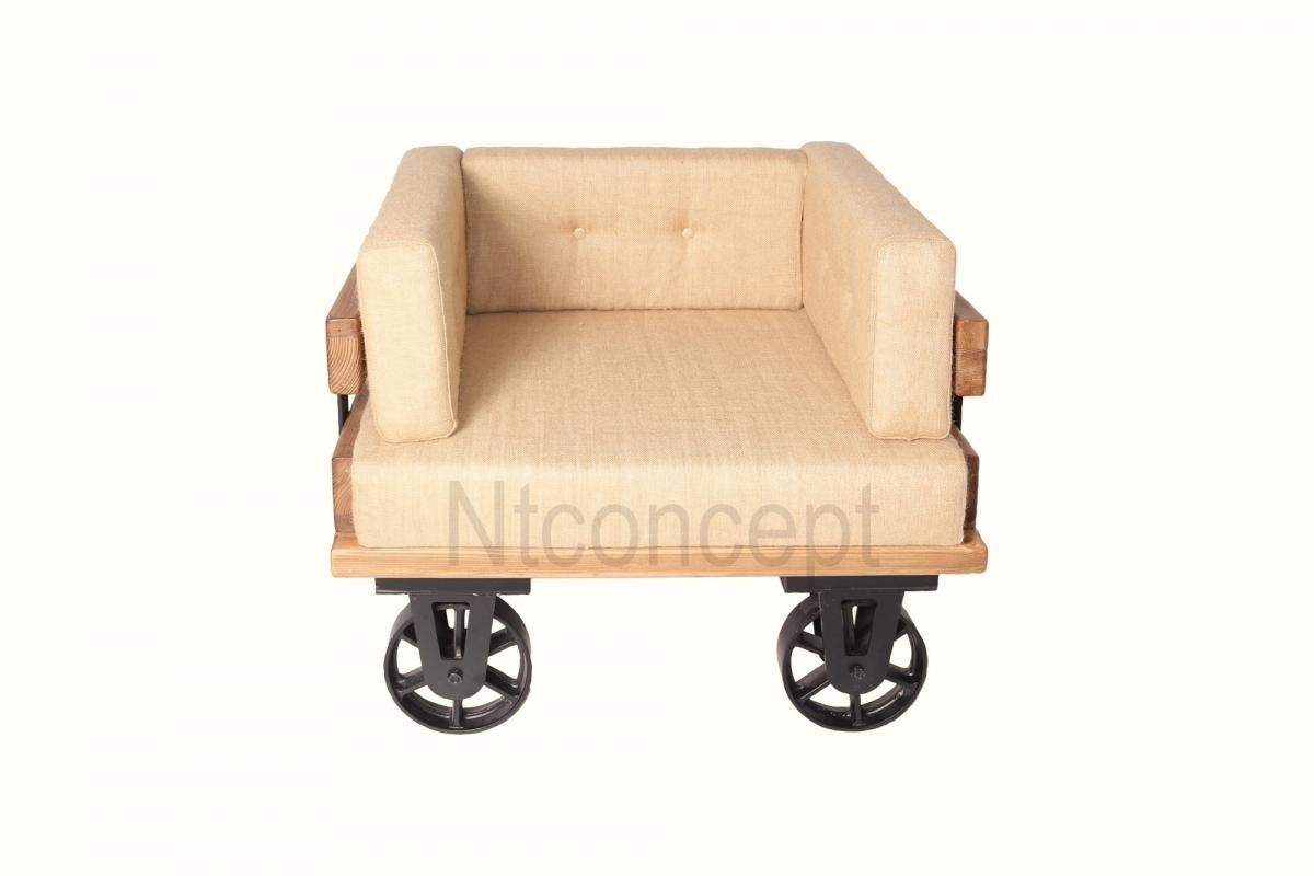 Ntconcept Açık Ceviz Renk Metal Ayaklı Doğal Ağaç Tekli Koltuk