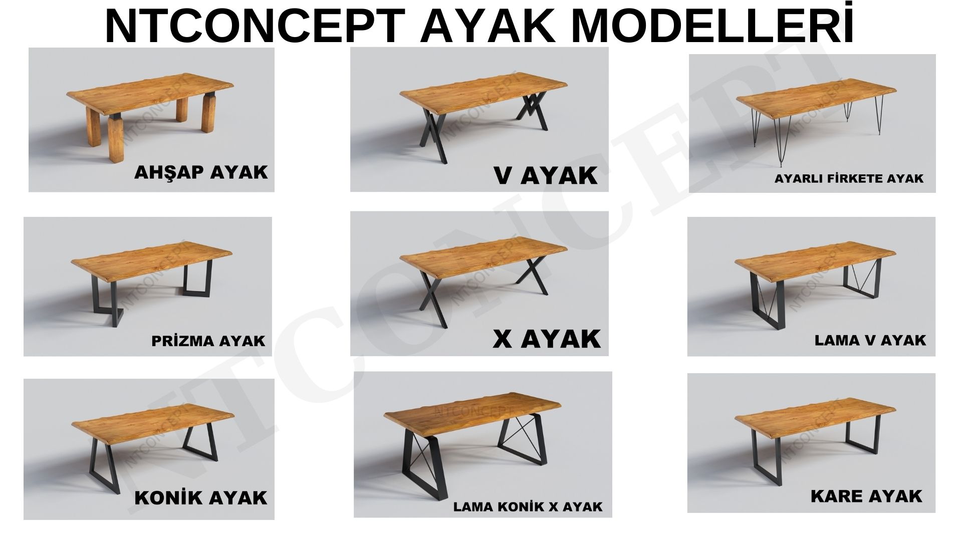 Ntconcept%20Masif%20Ağaç%20Torna%20Ayak%20Sandalyeli%20Açık%20Ceviz%20Renk%20V%20Ayak%20Masa%20Takımı