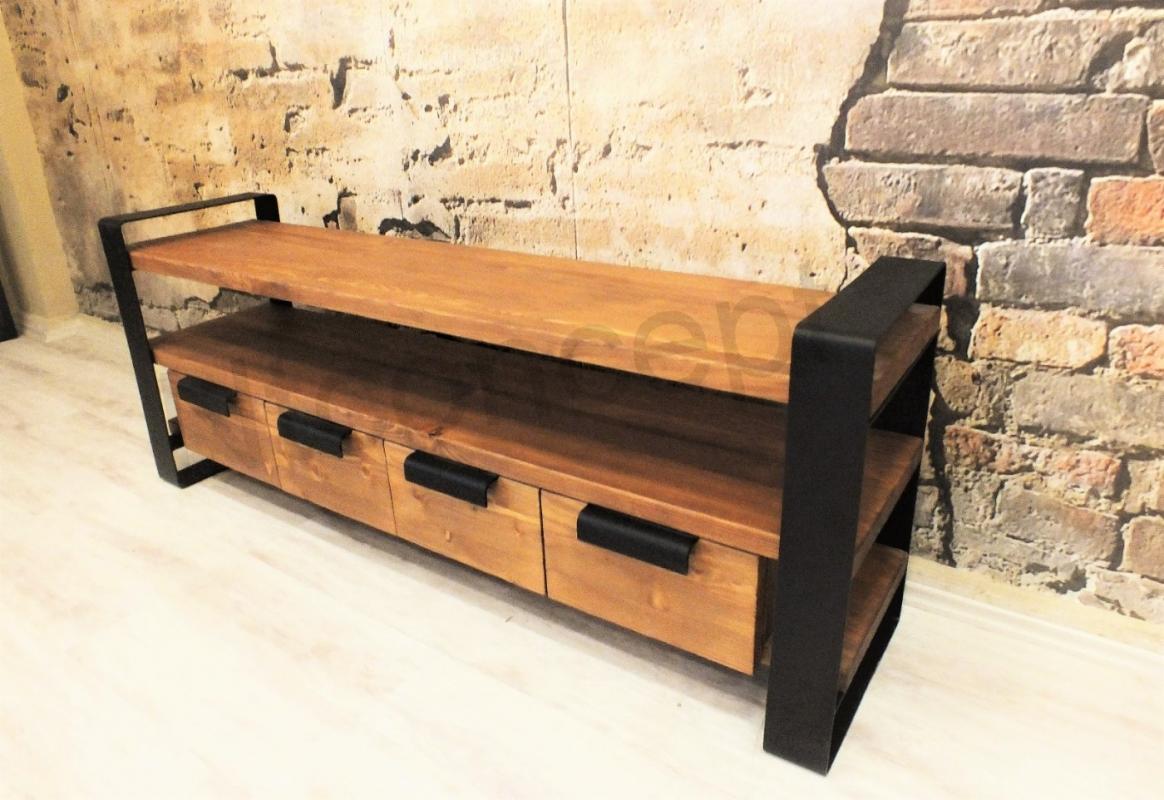 Doğal%20Ağaç%20Açık%20Ceviz%20Metal%20Ayaklı%20Tv%20Standı